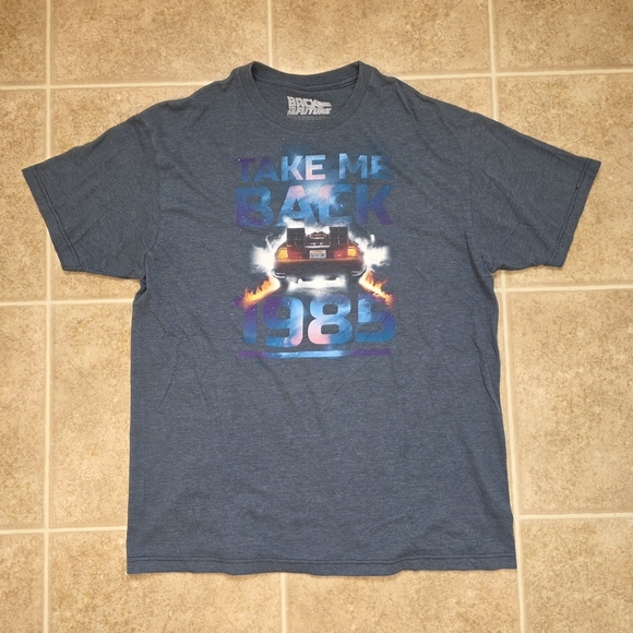 Back To The Future Take Me Back 1985 DeLorean Graphic Tee XL
